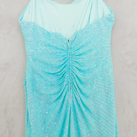 New MORGAN & CO. Aqua Marine Spaghetti Straps Evening/Cocktail Maxi Dress P6106 - Picture 7 of 12